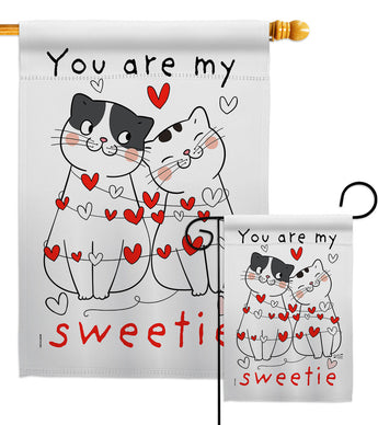 My Sweetie Kitten - Valentines Spring Vertical Impressions Decorative Flags HG137399 Made In USA