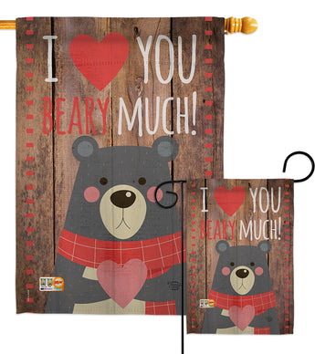 I Love You Beary Much - Valentines Spring Vertical Impressions Decorative Flags HG191093 Made In USA