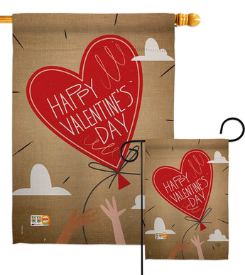 Sweet Valentine's Day Balloon - Valentines Spring Vertical Impressions Decorative Flags HG191099 Made In USA