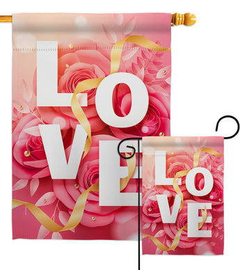 Love - Valentines Spring Vertical Impressions Decorative Flags HG192361 Made In USA