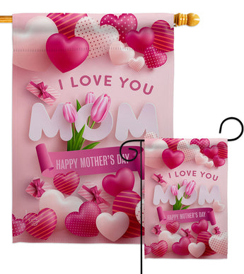 Love U Mom - Valentines Spring Vertical Impressions Decorative Flags HG192399 Made In USA