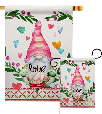 Gnome Give Love - Valentines Spring Vertical Impressions Decorative Flags HG192407 Made In USA