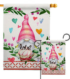 Gnome Give Love - Valentines Spring Vertical Impressions Decorative Flags HG192407 Made In USA