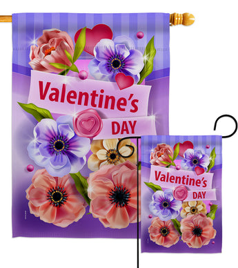 Valentines Floral - Valentines Spring Vertical Impressions Decorative Flags HG192410 Made In USA