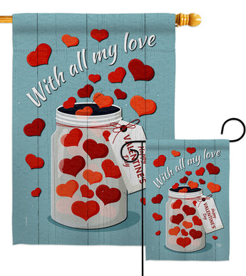 With All My Love - Valentines Spring Vertical Impressions Decorative Flags HG192413 Made In USA