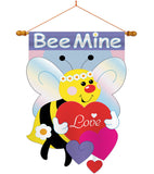 Bee Mine - Valentines Spring Vertical Applique Decorative Flags HG101039
