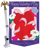 Hearts - Valentines Spring Vertical Applique Decorative Flags HG101041