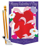 Hearts - Valentines Spring Vertical Applique Decorative Flags HG101041