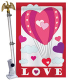 Love Balloon Garden - Valentines Spring Vertical Applique Decorative Flags HG101043