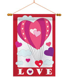 Love Balloon Garden - Valentines Spring Vertical Applique Decorative Flags HG101043