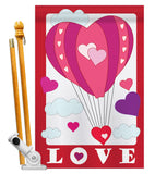 Love Balloon Garden - Valentines Spring Vertical Applique Decorative Flags HG101043