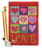 Love Hearts Collage - Valentines Spring Vertical Impressions Decorative Flags HG101046 Made In USA