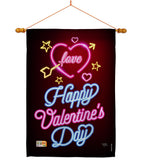 Neon Valentines Love - Valentines Spring Vertical Impressions Decorative Flags HG101057 Made In USA