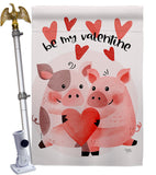 Valentines Piggy - Valentines Spring Vertical Impressions Decorative Flags HG101070 Made In USA