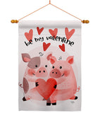 Valentines Piggy - Valentines Spring Vertical Impressions Decorative Flags HG101070 Made In USA