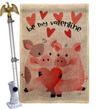 Valentines Piggy - Valentines Spring Vertical Impressions Decorative Flags HG101070 Made In USA