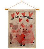 Valentines Piggy - Valentines Spring Vertical Impressions Decorative Flags HG101070 Made In USA