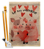 Valentines Piggy - Valentines Spring Vertical Impressions Decorative Flags HG101070 Made In USA