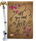 All You Need is Love - Valentines Spring Vertical Impressions Decorative Flags HG137051 Made In USA