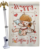 Happy Valentine's Day Cupid - Valentines Spring Vertical Impressions Decorative Flags HG191109 Made In USA