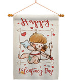 Happy Valentine's Day Cupid - Valentines Spring Vertical Impressions Decorative Flags HG191109 Made In USA