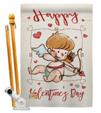 Happy Valentine's Day Cupid - Valentines Spring Vertical Impressions Decorative Flags HG191109 Made In USA