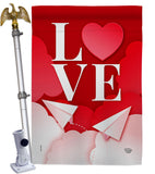 Paper Love Plane - Valentines Spring Vertical Impressions Decorative Flags HG192411 Made In USA