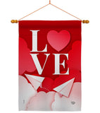 Paper Love Plane - Valentines Spring Vertical Impressions Decorative Flags HG192411 Made In USA