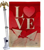 Paper Love Plane - Valentines Spring Vertical Impressions Decorative Flags HG192411 Made In USA