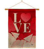 Paper Love Plane - Valentines Spring Vertical Impressions Decorative Flags HG192411 Made In USA