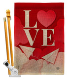 Paper Love Plane - Valentines Spring Vertical Impressions Decorative Flags HG192411 Made In USA