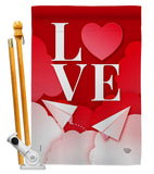 Paper Love Plane - Valentines Spring Vertical Impressions Decorative Flags HG192411 Made In USA