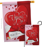 With Love - Valentines Spring Vertical Impressions Decorative Flags HG101002 Made In USA