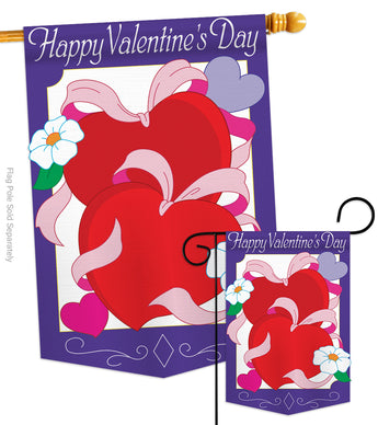 Hearts - Valentines Spring Vertical Applique Decorative Flags HG101041