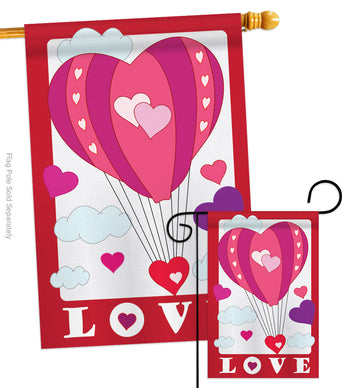 Love Balloon Garden - Valentines Spring Vertical Applique Decorative Flags HG101043