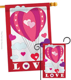 Love Balloon Garden - Valentines Spring Vertical Applique Decorative Flags HG101043