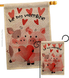 Valentines Piggy - Valentines Spring Vertical Impressions Decorative Flags HG101070 Made In USA