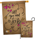 All You Need is Love - Valentines Spring Vertical Impressions Decorative Flags HG137051 Made In USA