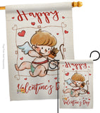 Happy Valentine's Day Cupid - Valentines Spring Vertical Impressions Decorative Flags HG191109 Made In USA