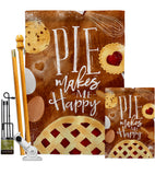 Pie Makes Me Happy - Vegetable Food Vertical Impressions Decorative Flags HG117060 Made In USA