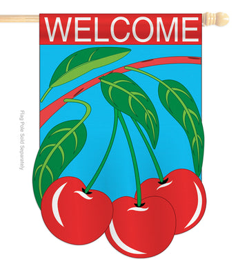 Cherries - Vegetable Food Vertical Applique Decorative Flags HG117012