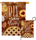 Pie Makes Me Happy - Vegetable Food Vertical Impressions Decorative Flags HG117060 Made In USA