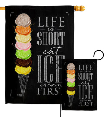 Eat Ice Cream First - Vegetable Food Vertical Impressions Decorative Flags HG137279 Made In USA