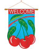 Cherries - Vegetable Food Vertical Applique Decorative Flags HG117012