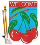 Cherries - Vegetable Food Vertical Applique Decorative Flags HG117012