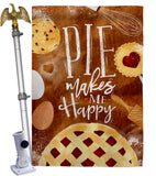 Pie Makes Me Happy - Vegetable Food Vertical Impressions Decorative Flags HG117060 Made In USA