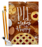 Pie Makes Me Happy - Vegetable Food Vertical Impressions Decorative Flags HG117060 Made In USA