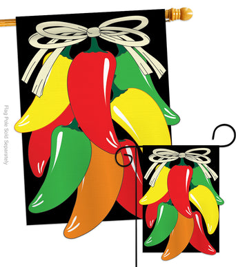 Hot Pepper - Vegetable Food Vertical Applique Decorative Flags HG117013