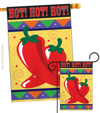 Chili Hot - Vegetable Food Vertical Applique Decorative Flags HG117020