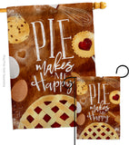 Pie Makes Me Happy - Vegetable Food Vertical Impressions Decorative Flags HG117060 Made In USA